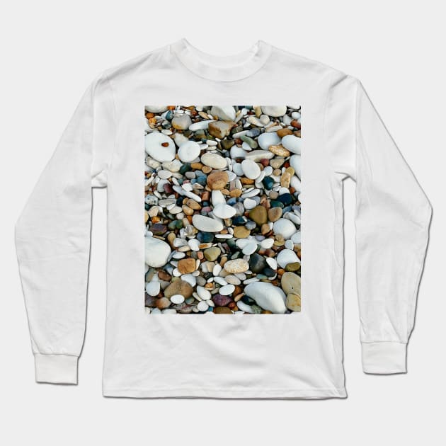 Pebbles on Bridlington Beach, Yorkshire, England Long Sleeve T-Shirt by Alchemia